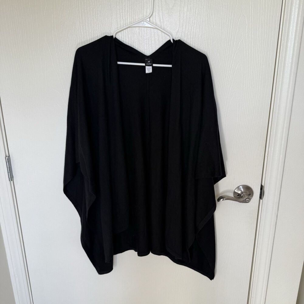 Echo Women’s Black Open Front Poncho Shrug Ruana Minimalist Lounge Comfy Sz xL